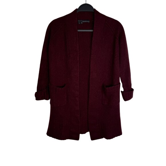 360 100% Cashmere Women's Medium Burgundy Open Cardigan Long Sleeve Sweater - Picture 1 of 10